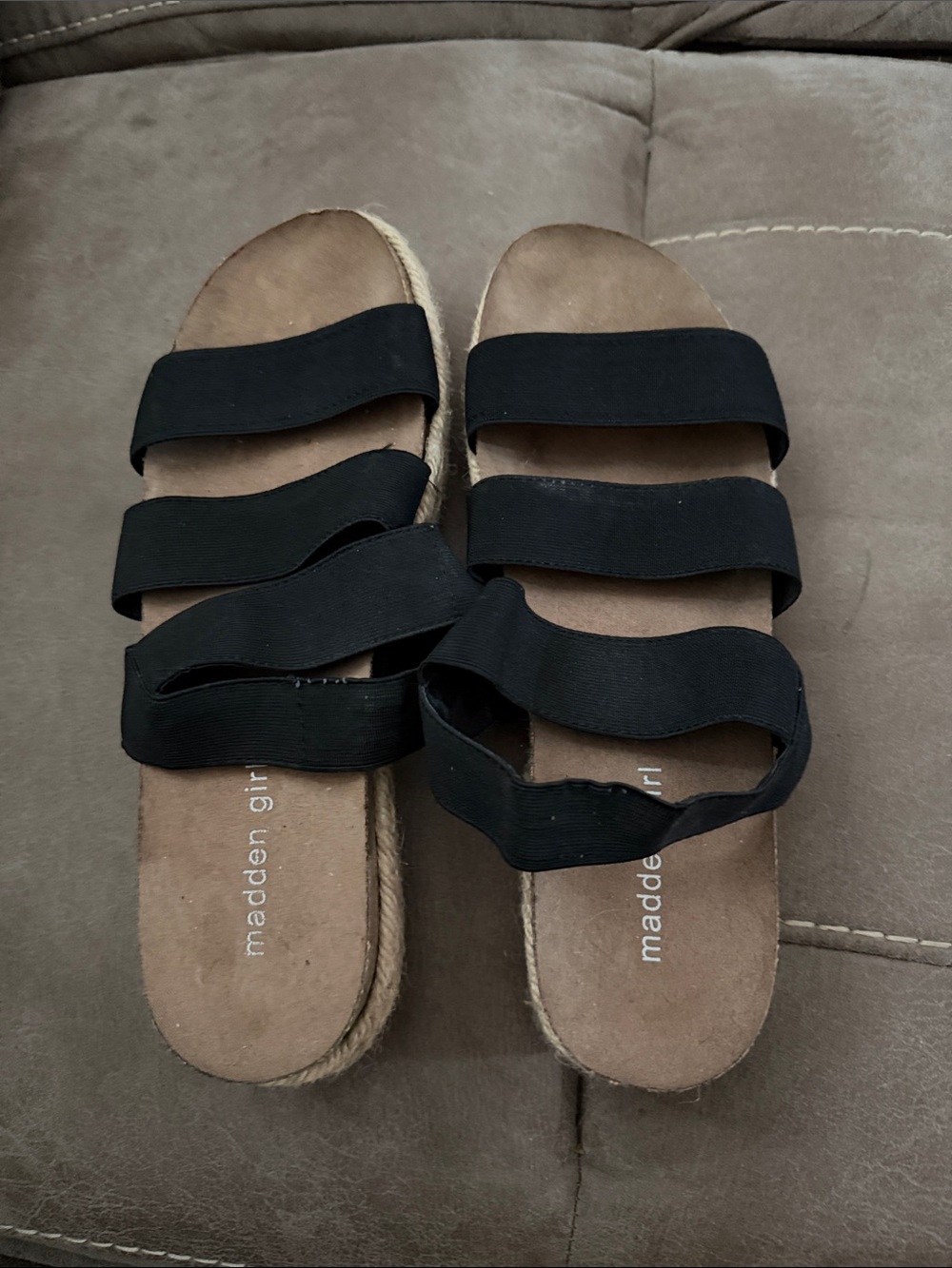 Madden Girl Black Triple-Elastic Espadrille Sandals